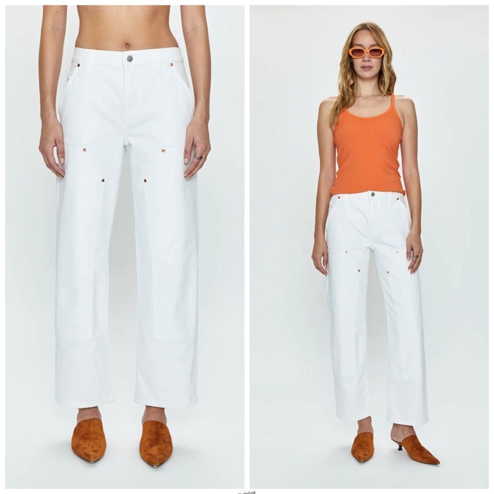 Revolve Pistola LEXI CARPENTER MID RISE BOWED STRAIGHT JEAN in WHITE Size 26